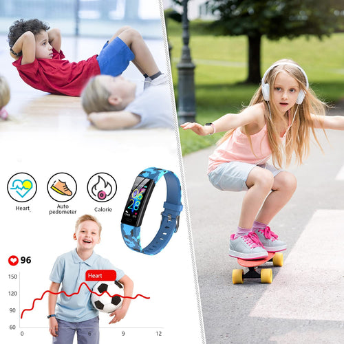 Load image into Gallery viewer, Kids Watch Fitness Tracker, Fitness Watches for Kids, Activity Tracker with Pedometers, Stopwatch, IP68 Waterproof, 11 Sport Modes Smart Watch for Kids Age 6-16 Years Old

