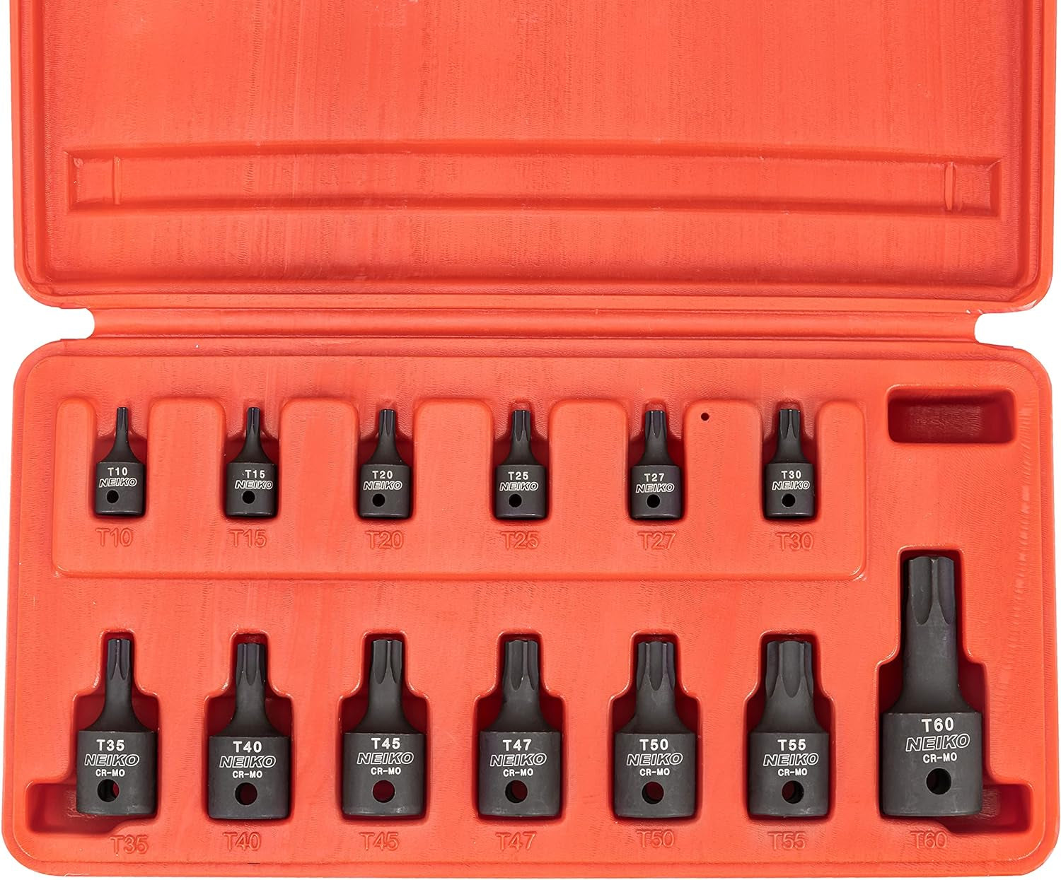 10281B Impact Torx Bit Socket Set 13 Piece 6 Point Star Sockets Heavy Duty Impact Grade Cr-Mo T10 to T60 High Impact ABS Blow Molded Storage Case