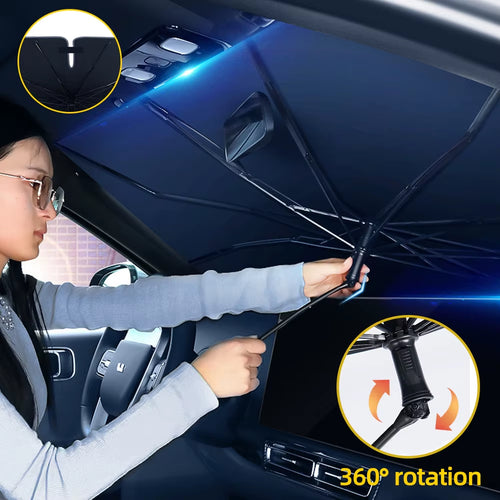 Load image into Gallery viewer, SunShield 360 – Rotatable Umbrella-Style Car Windshield Sunshade with UV &amp; Heat Protection
