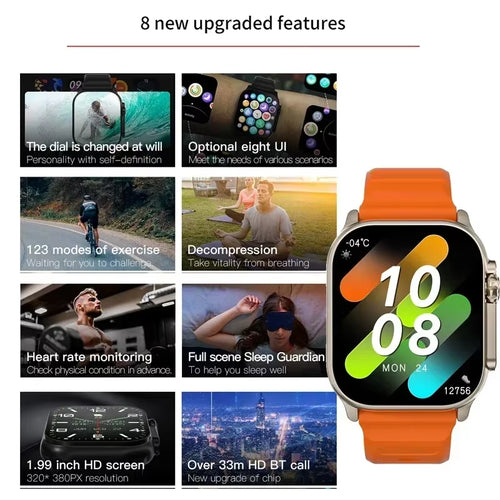 Load image into Gallery viewer, T900Ultra Smartwatch Bluetooth Talk Smartwatch Message Alert Heart Rate Monitor Sports Watch for Android IOS Men Women

