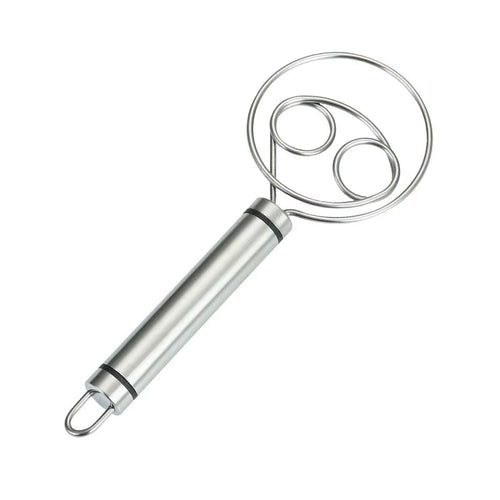 Load image into Gallery viewer, Danish Dough Whisk Dutch Style Stainless Steel Bread Dough Hand Mixer Binocular Coil Head Comfort Handle for Biscuits Bread Cake
