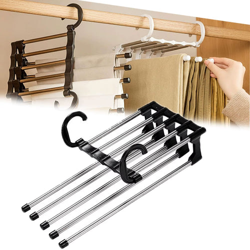 Load image into Gallery viewer, MaxiRack 5-in-1 Magic Trouser Rack – Stainless Steel Folding Pant &amp; Tie Organizer for Closet &amp; Wardrobe Storage
