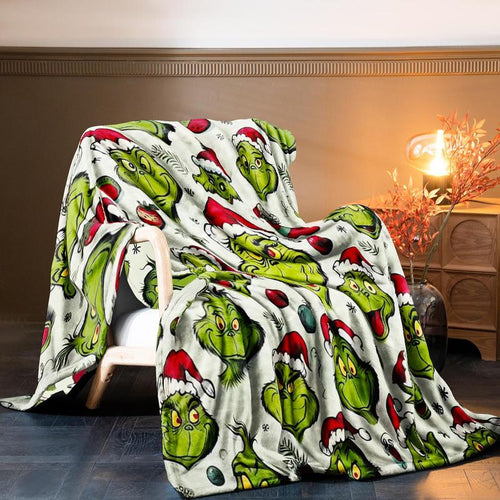Load image into Gallery viewer, Grinch Pattern Throw Blanket
