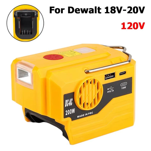 Load image into Gallery viewer, PowerPro Dewalt Battery Inverter – 18V-20V DC to 120V/220V AC with Dual USB, Ultimate Outdoor Power Adapter
