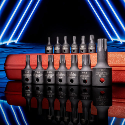 Load image into Gallery viewer, 10281B Impact Torx Bit Socket Set 13 Piece 6 Point Star Sockets Heavy Duty Impact Grade Cr-Mo T10 to T60 High Impact ABS Blow Molded Storage Case
