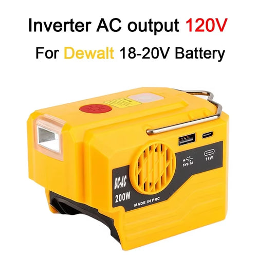 Load image into Gallery viewer, PowerPro Dewalt Battery Inverter – 18V-20V DC to 120V/220V AC with Dual USB, Ultimate Outdoor Power Adapter
