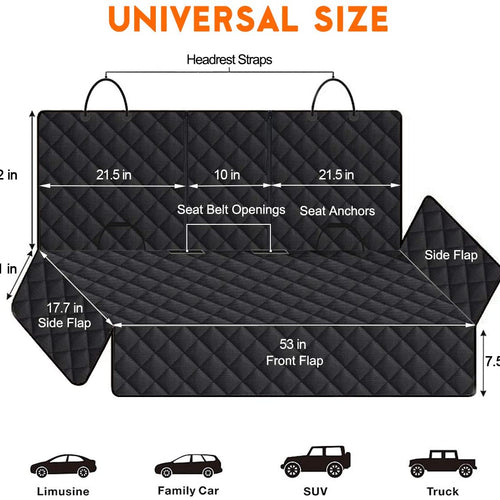 Load image into Gallery viewer, Dog Car Seat Cover, Back Seat Cover for Dogs Pet Car Seat Protector Waterproof Bench Car Seat Cover, Non-Slip Reat Seat Cover Fits Middle Armrest for Most Cars Trucks Suvs - Black
