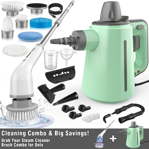Load image into Gallery viewer, Pressurized Handheld Steam Cleaner &amp; Rechargeable Spin Scrubber
