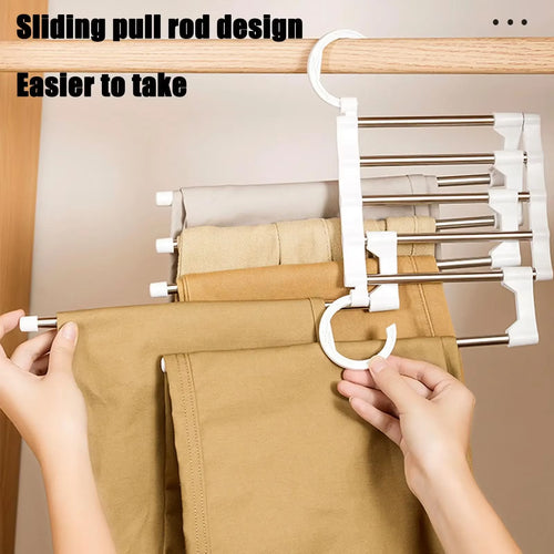 Load image into Gallery viewer, MaxiRack 5-in-1 Magic Trouser Rack – Stainless Steel Folding Pant &amp; Tie Organizer for Closet &amp; Wardrobe Storage
