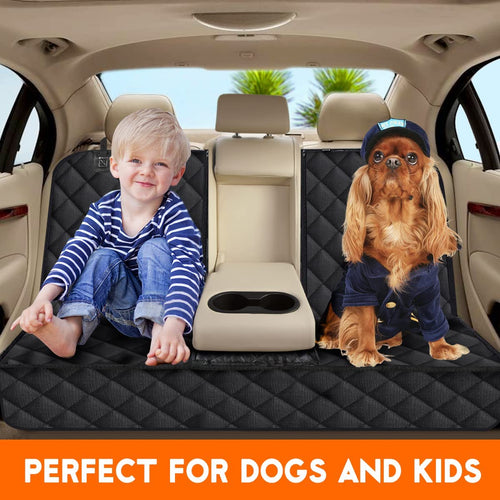 Load image into Gallery viewer, Dog Car Seat Cover, Back Seat Cover for Dogs Pet Car Seat Protector Waterproof Bench Car Seat Cover, Non-Slip Reat Seat Cover Fits Middle Armrest for Most Cars Trucks Suvs - Black
