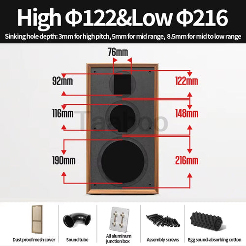 Load image into Gallery viewer, 8 Inch Three-Way Labyrinth Speaker Empty Box Bookshelf Speaker Home Speaker DIY Hifi Audio Wooden Handmade Box Passive Speaker
