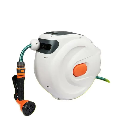 Load image into Gallery viewer, 10/20M Automatic Rewind Hose Reel with 7 Pattern Hose Nozzle Water Hose Reel Slow Return System for Car Garden
