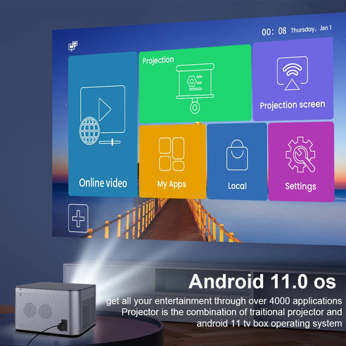 Load image into Gallery viewer, Android 11 4K Smart Projector 580ANSI 1920*1080P Full HD Wifi6 BT5.0 Allwinner H713 Voice Control Home Cinema Theater
