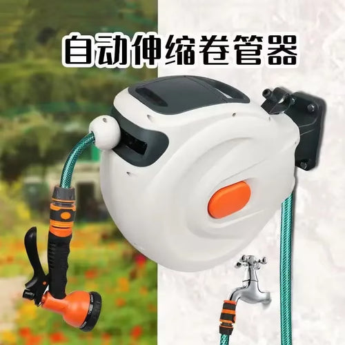 Load image into Gallery viewer, 10/20M Automatic Rewind Hose Reel with 7 Pattern Hose Nozzle Water Hose Reel Slow Return System for Car Garden
