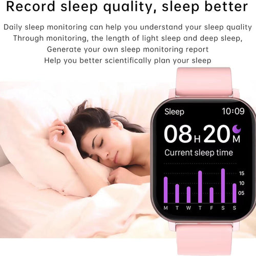 Load image into Gallery viewer, Smart Fitness Tracker Watch for Android/Ios - IP68, Heart Rate/Blood Oxygen/Sleep Monitoring, 8 Sports Modes, Breath Training, Weather Updates - 1.69-Inch Display for Men and Women (Rose Gold)
