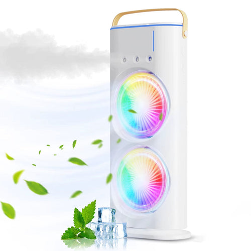 Load image into Gallery viewer, 2-In-1 Dual Fan Three-Hole Spray Humidification Fan Water Cooling Fan Air Cooling Fan with RGB Colorful Lights Humidifier
