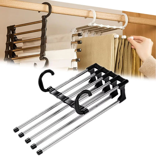 Load image into Gallery viewer, MaxiRack 5-in-1 Magic Trouser Rack – Stainless Steel Folding Pant &amp; Tie Organizer for Closet &amp; Wardrobe Storage
