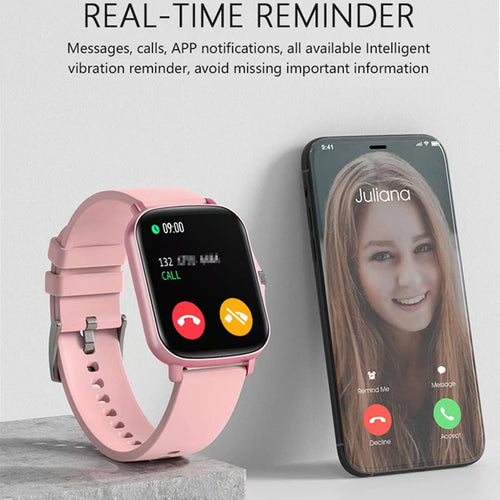 Load image into Gallery viewer, Smart Fitness Tracker Watch for Android/Ios - IP68, Heart Rate/Blood Oxygen/Sleep Monitoring, 8 Sports Modes, Breath Training, Weather Updates - 1.69-Inch Display for Men and Women (Rose Gold)
