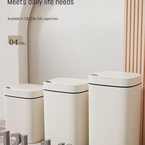 Load image into Gallery viewer, 16L Smart Bathroom Trash Can White Non-Contact Narrow Smart Sensor Trash Can Smart Home Automatic Bagging Electronic Trash Can
