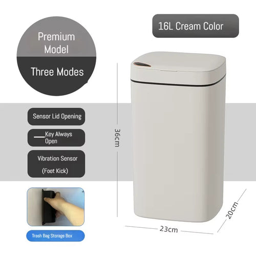Load image into Gallery viewer, 16L Smart Bathroom Trash Can White Non-Contact Narrow Smart Sensor Trash Can Smart Home Automatic Bagging Electronic Trash Can
