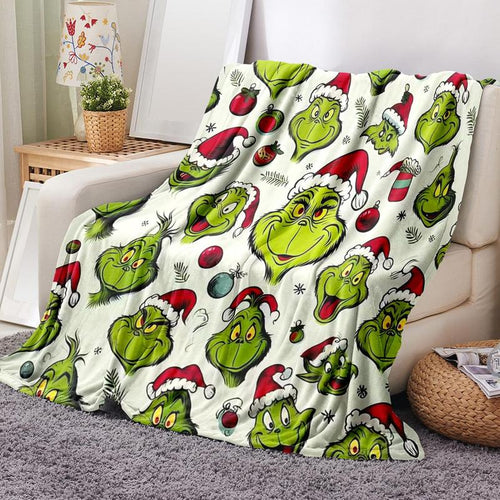 Load image into Gallery viewer, Grinch Pattern Throw Blanket
