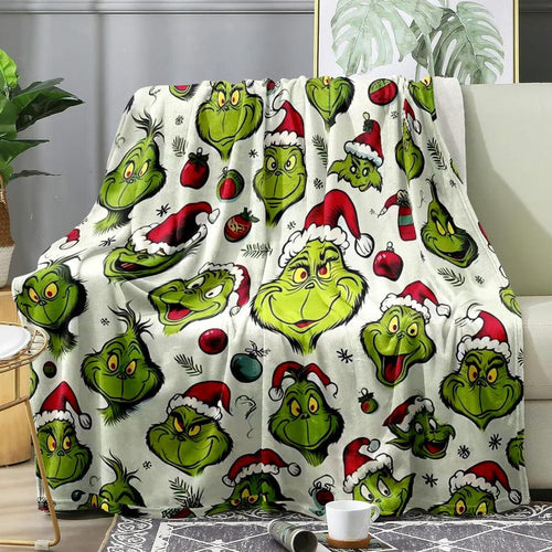 Load image into Gallery viewer, Grinch Pattern Throw Blanket
