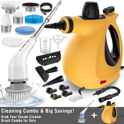 Load image into Gallery viewer, Pressurized Handheld Steam Cleaner &amp; Rechargeable Spin Scrubber
