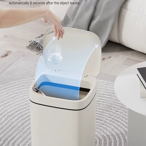 Load image into Gallery viewer, 16L Smart Bathroom Trash Can White Non-Contact Narrow Smart Sensor Trash Can Smart Home Automatic Bagging Electronic Trash Can
