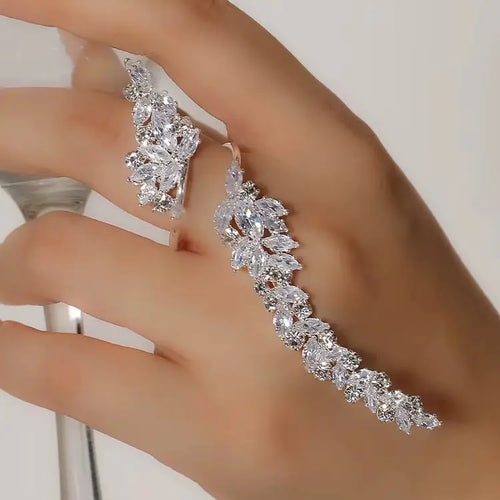 Load image into Gallery viewer, Stonefans Luxury Open Rings for Woman Engagement Elegant Rhinestone Rings Jewelry White Crystal Adjustable Party Prom Wedding
