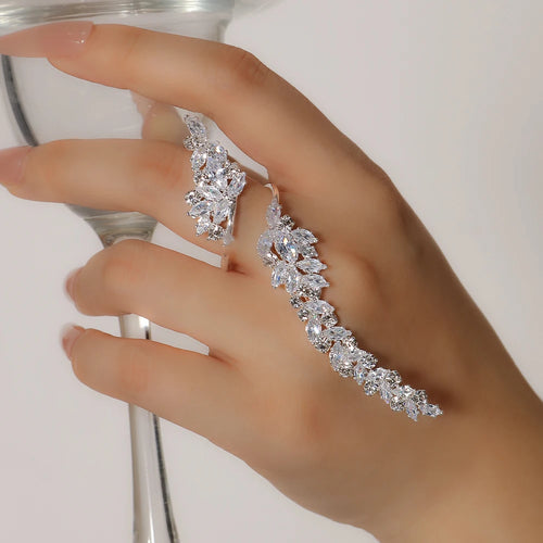 Load image into Gallery viewer, Stonefans Luxury Open Rings for Woman Engagement Elegant Rhinestone Rings Jewelry White Crystal Adjustable Party Prom Wedding
