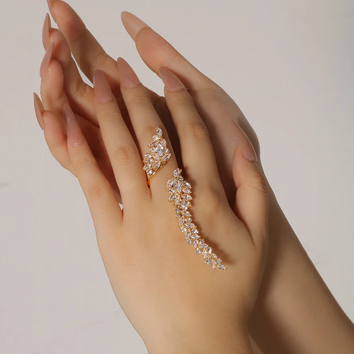 Load image into Gallery viewer, Stonefans Luxury Open Rings for Woman Engagement Elegant Rhinestone Rings Jewelry White Crystal Adjustable Party Prom Wedding
