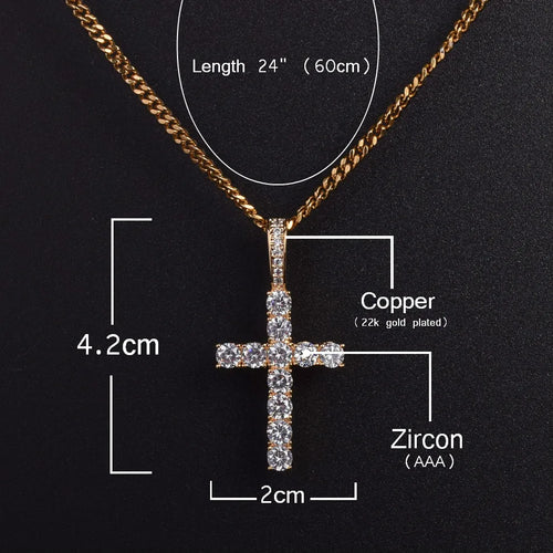 Load image into Gallery viewer, Bubble Letter Cross Necklace for Men Pendant Gold Color Copper Material Hip Hop Jewelry
