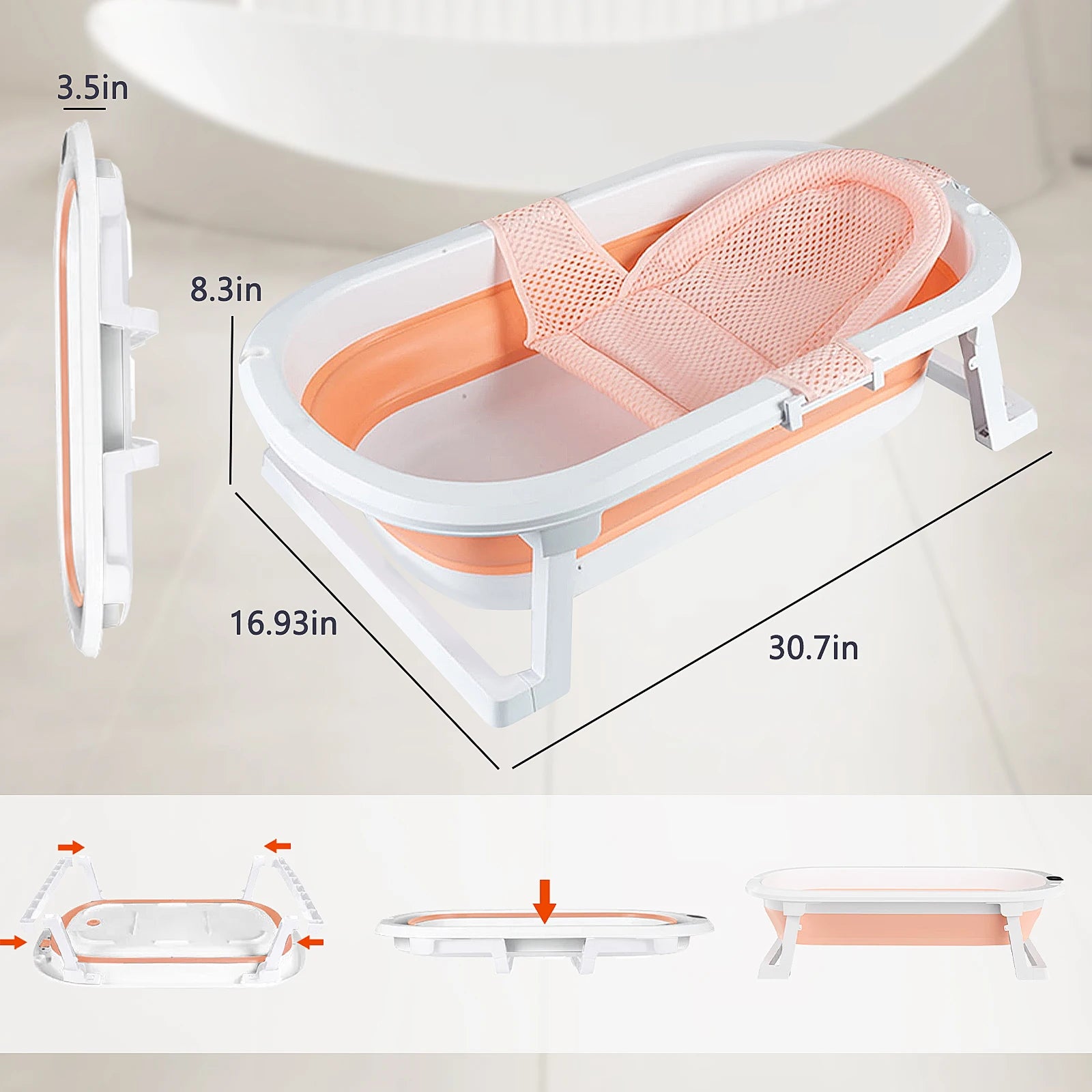 Newborn Collapsible Baby Bathtub Portable Travel Bathtub  Foldable Baby Bathtub Foldable Bath Basin Newborns For Baby 0-36 Month