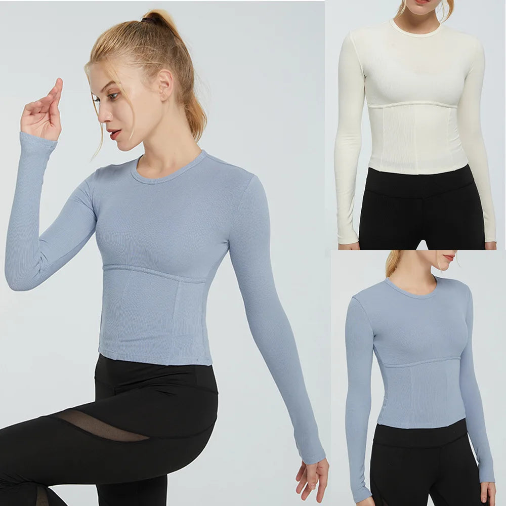 Women's Sports Wear For Fitness Running Jogging Seamless Long Sleeve Gym Woman Sport Shirt Yoga Top Female Workout Tops T-shirt