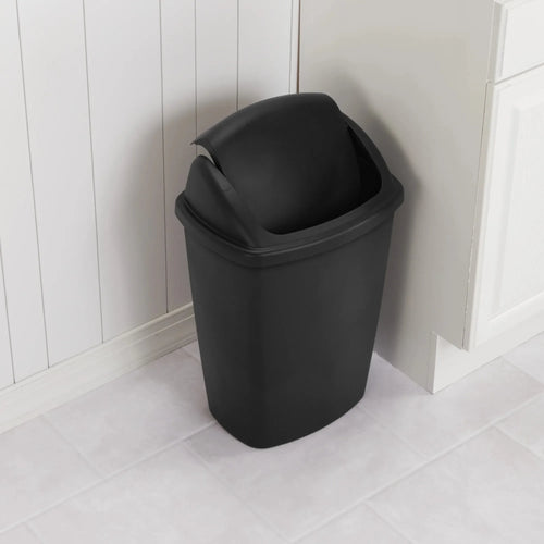 Load image into Gallery viewer, Sterilite 7.5 Gallon SwingTop Trash Can, Plastic, Kitchen, Black Trash Can
