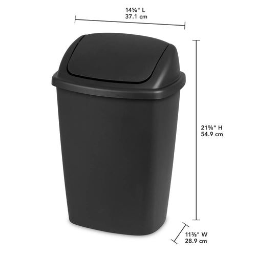 Load image into Gallery viewer, Sterilite 7.5 Gallon SwingTop Trash Can, Plastic, Kitchen, Black Trash Can
