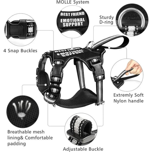 Load image into Gallery viewer, Service Dog Vest No Pull with 7 Dog Patches+ID Tag Reflective Pet Harness with Durable Soft Padded Handle Easy Put On Off for T
