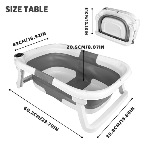 Load image into Gallery viewer, Baby BathTub with Bath Cushion, Portable and foldable, real-time temperature sensor, with a drainage hole
