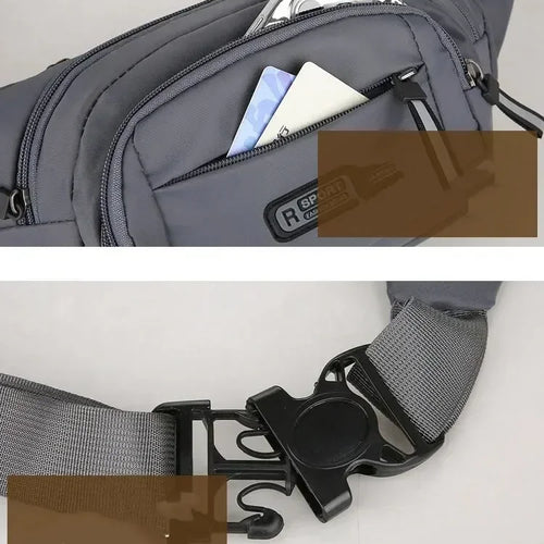 Load image into Gallery viewer, Men Canvas Fanny Waist Packs Unisex Fit Waistpack Mobile Sports Outdoor Running Anti Theft Ultra Thin Invisible Waist Bag

