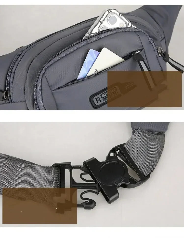 Men Canvas Fanny Waist Packs Unisex Fit Waistpack Mobile Sports Outdoor Running Anti Theft Ultra Thin Invisible Waist Bag