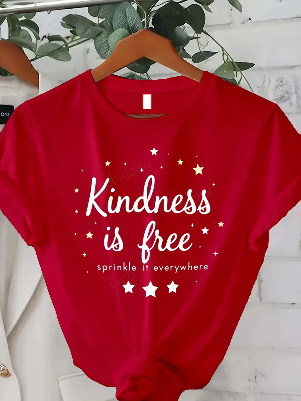 Women T-shirt Kindness is Free T-Shirt for Women - Cute Star Print Casual Top