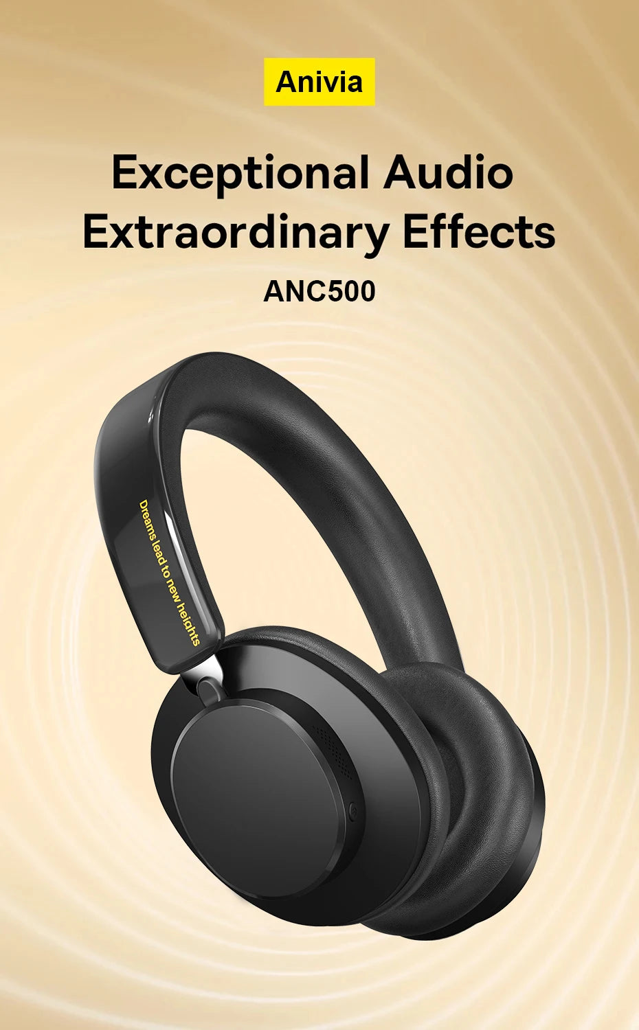 ANC Noise Cancelling Headphones Bluetooth 5.4 Earphone HIFI Stereo Headset 40mm Driver portable Over Ear Headphone 60H Time