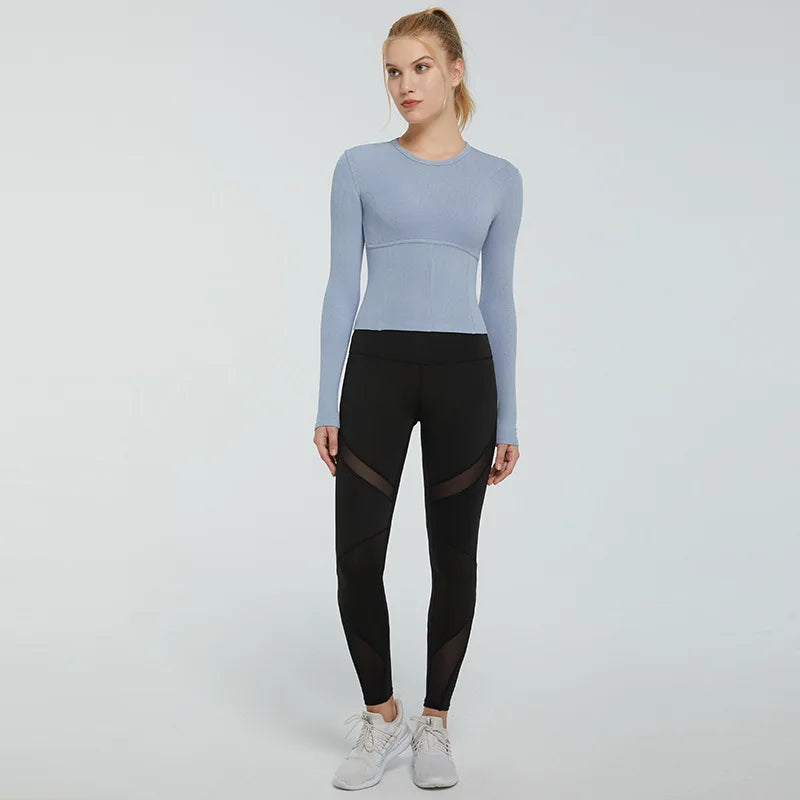 Women's Sports Wear For Fitness Running Jogging Seamless Long Sleeve Gym Woman Sport Shirt Yoga Top Female Workout Tops T-shirt