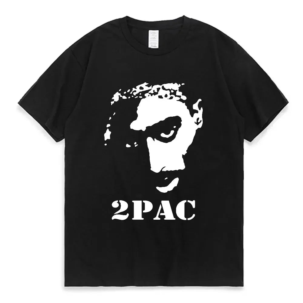 Trend Men Women 2025 Tupac 2pac Cotton T-Shirt Printed T Shirt Short Sleeve Tshirt Oversized Streetwear Tee Y2k Tops Clothes