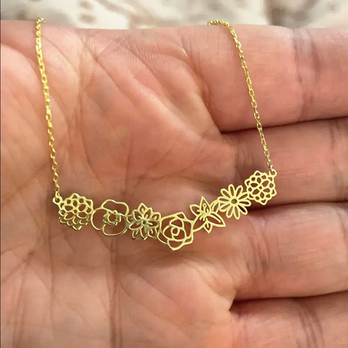 Load image into Gallery viewer, Custom Combined Birth Flower Necklace for Mom Personalized 12 Month Flower Stainless Steel Necklaces Jewelry Mothers Day Gift

