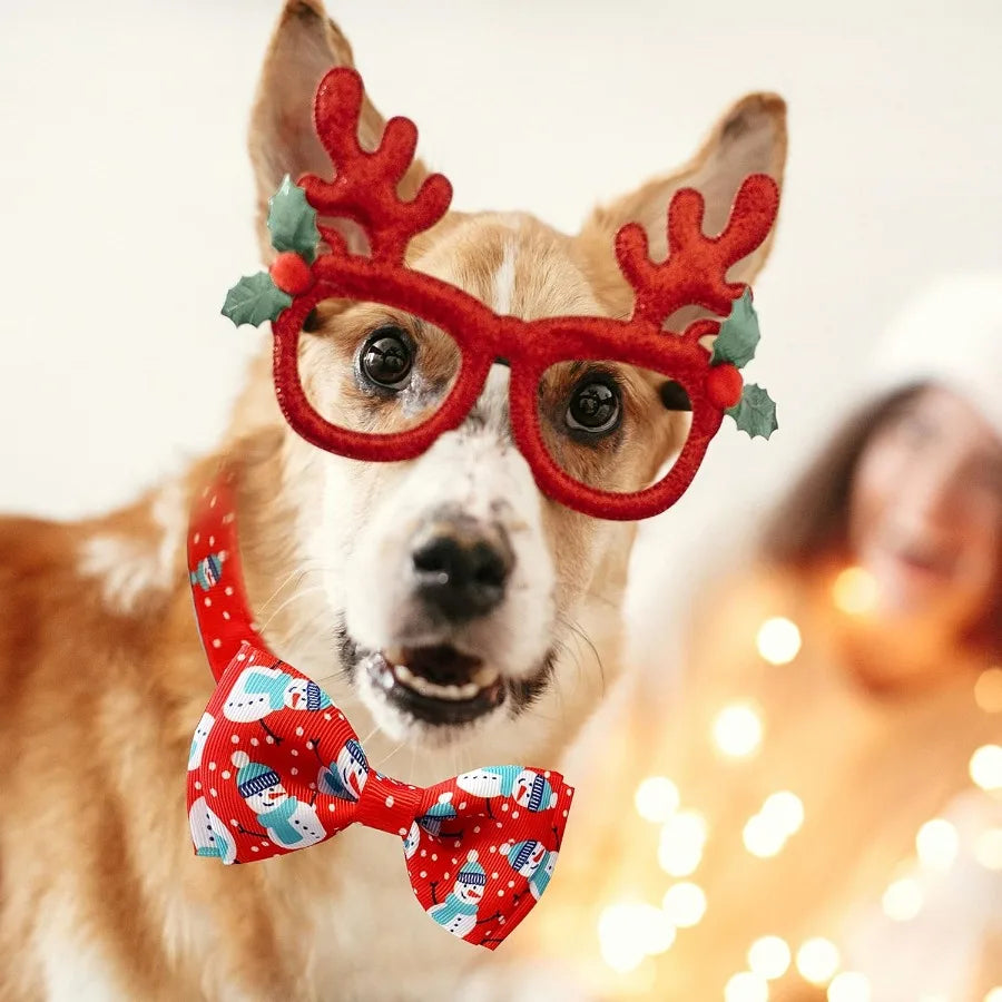Christmas Dog Collar with Bow Tie 2 Pack Holiday Santa and Snowman Collar for Small Medium Large Dogs Pets Puppies Small(1117 N