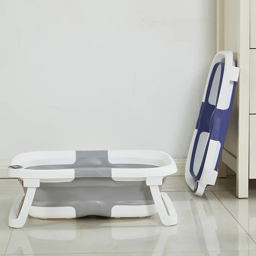 Load image into Gallery viewer, Baby BathTub with Bath Cushion, Portable and foldable, real-time temperature sensor, with a drainage hole
