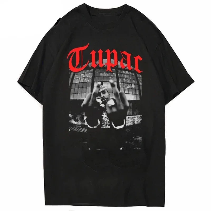 Trend Men Women 2025 Tupac 2pac Cotton T-Shirt Printed T Shirt Short Sleeve Tshirt Oversized Streetwear Tee Y2k Tops Clothes