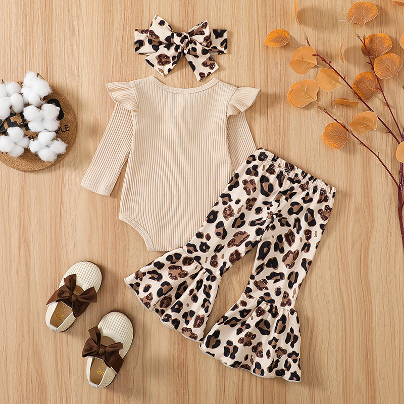 Toddler Girls Winter Outfit Long Sleeve Knit Sweater Floral Print Leggings Set for Baby Girls 0-24 Months