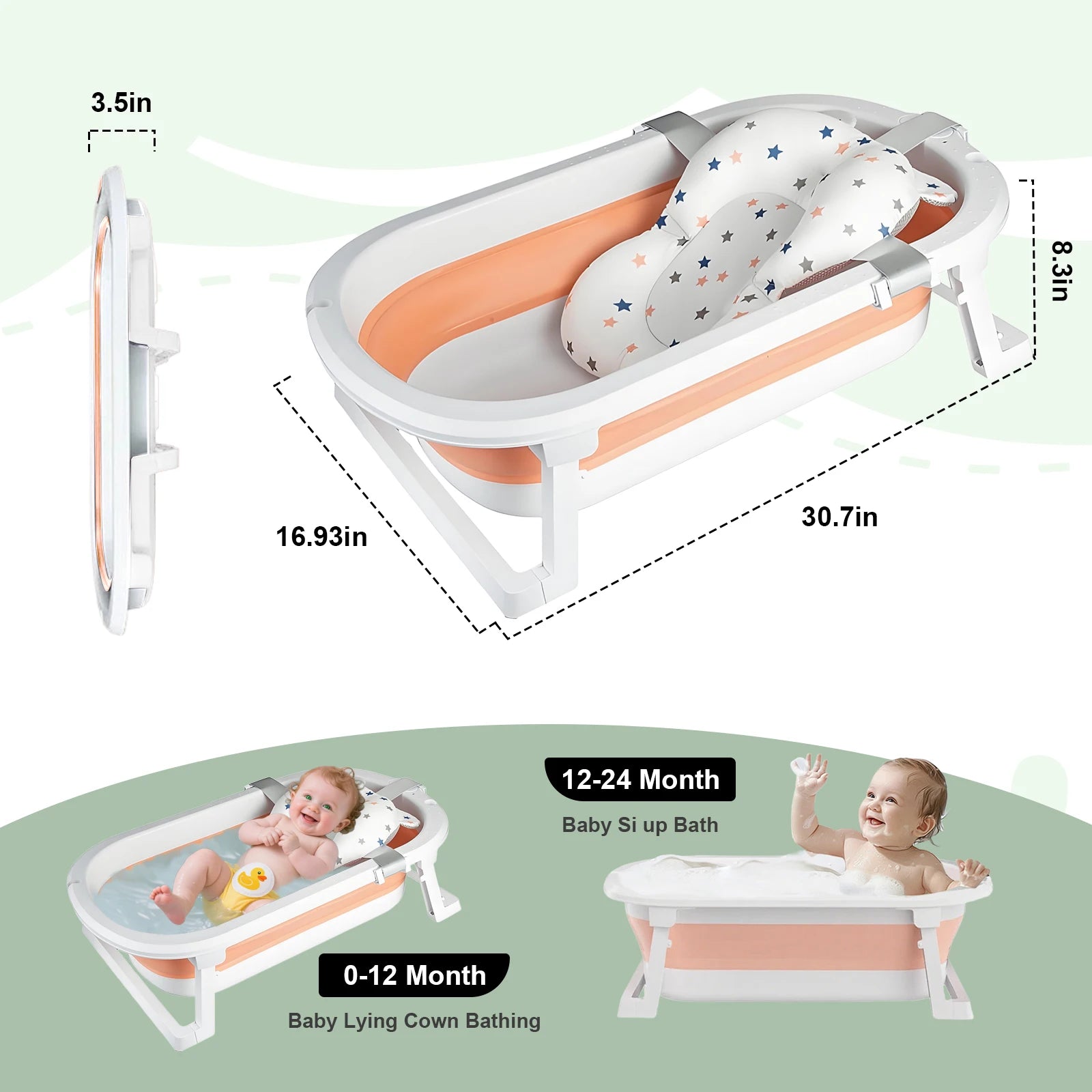 Newborn Collapsible Baby Bathtub Portable Travel Bathtub  Foldable Baby Bathtub Foldable Bath Basin Newborns For Baby 0-36 Month